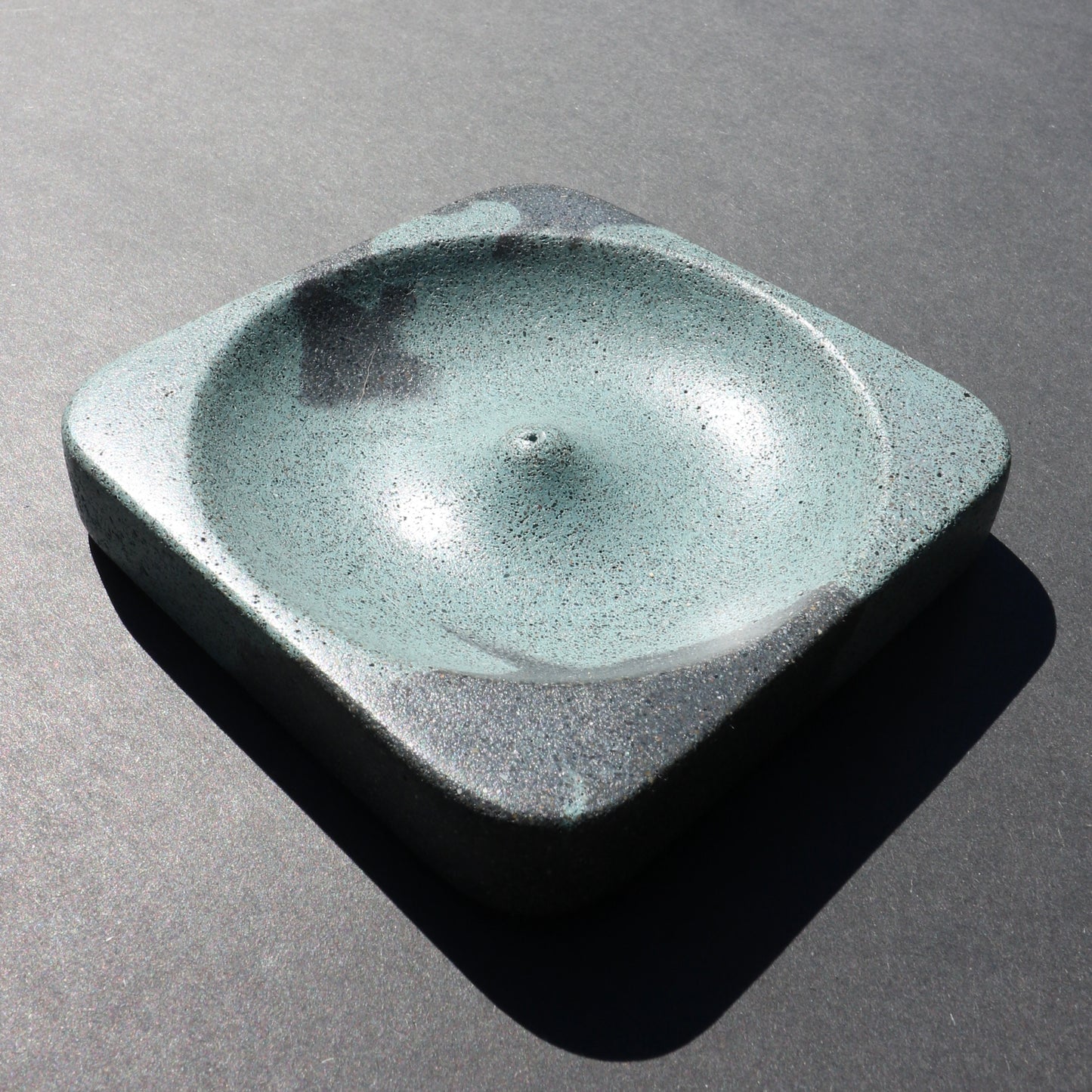 Marbled Concrete Incense Holder (Teal + Black)