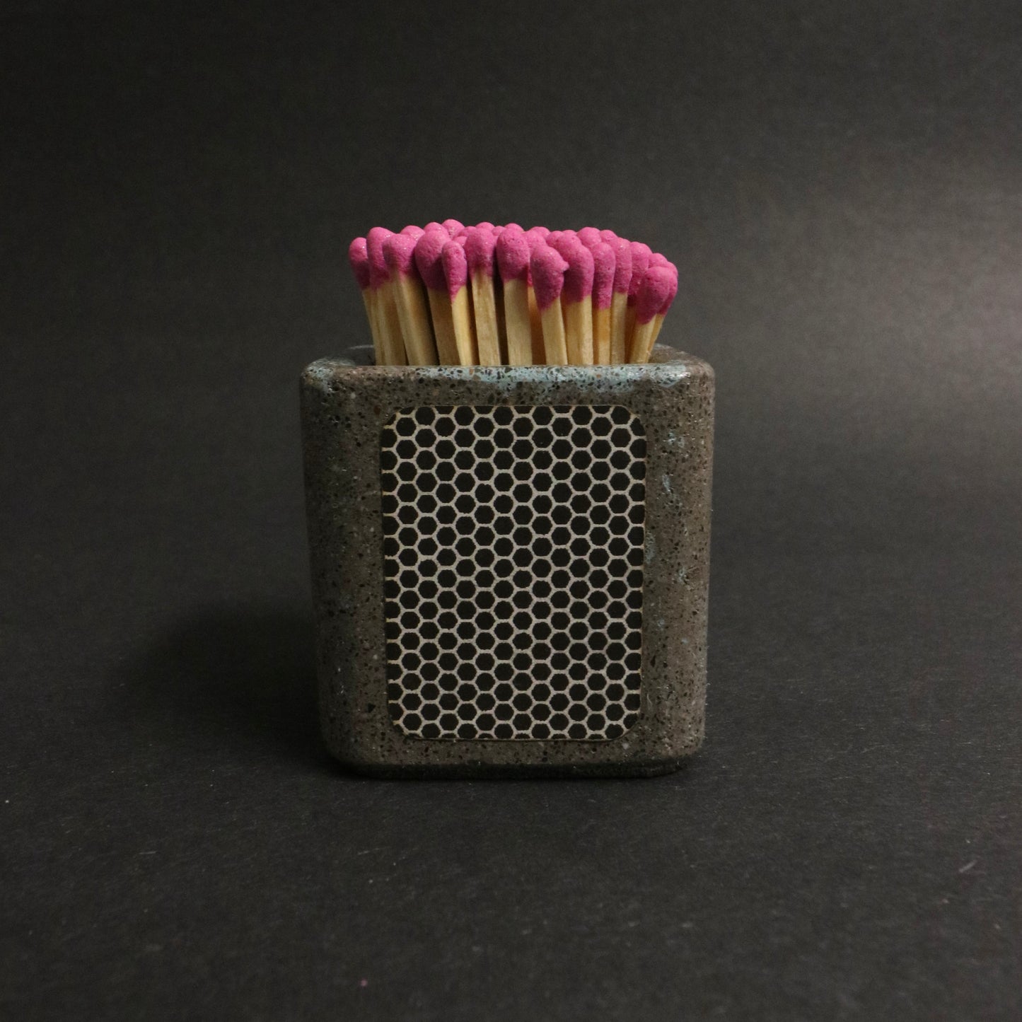 Grey+Blue Polished Concrete Match Pot