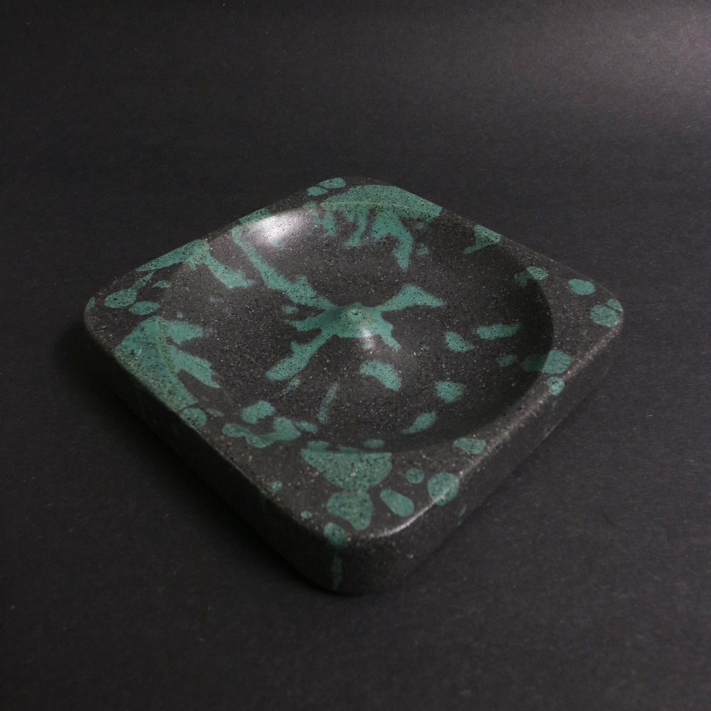 Black+Green Polished Concrete Incense Holder