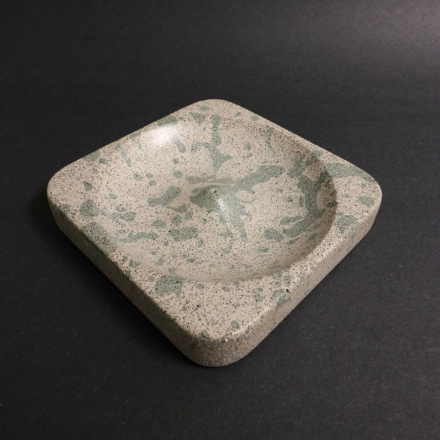 White+Green Polished Concrete Incense Holder