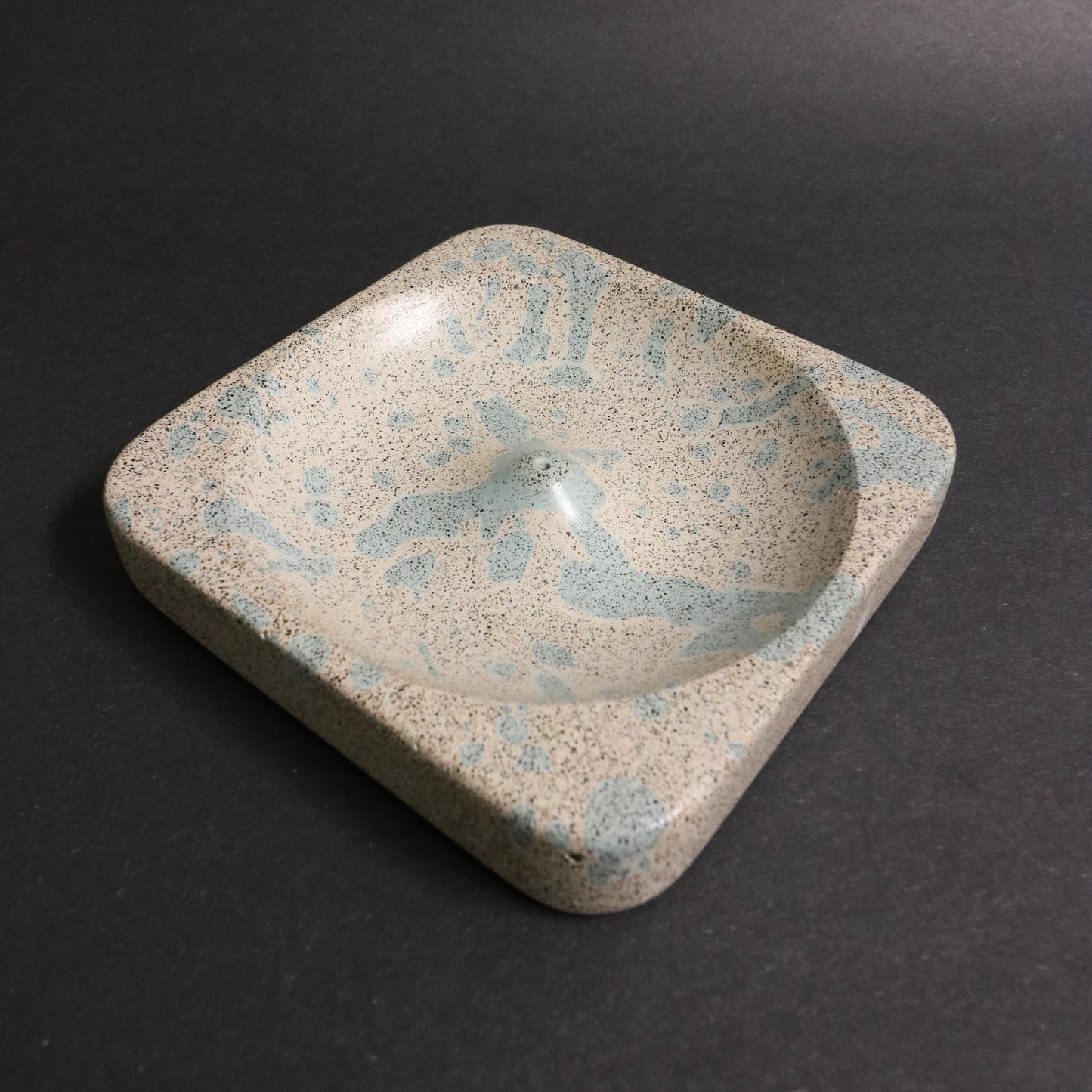 White+Blue Polished Concrete Incense Holder