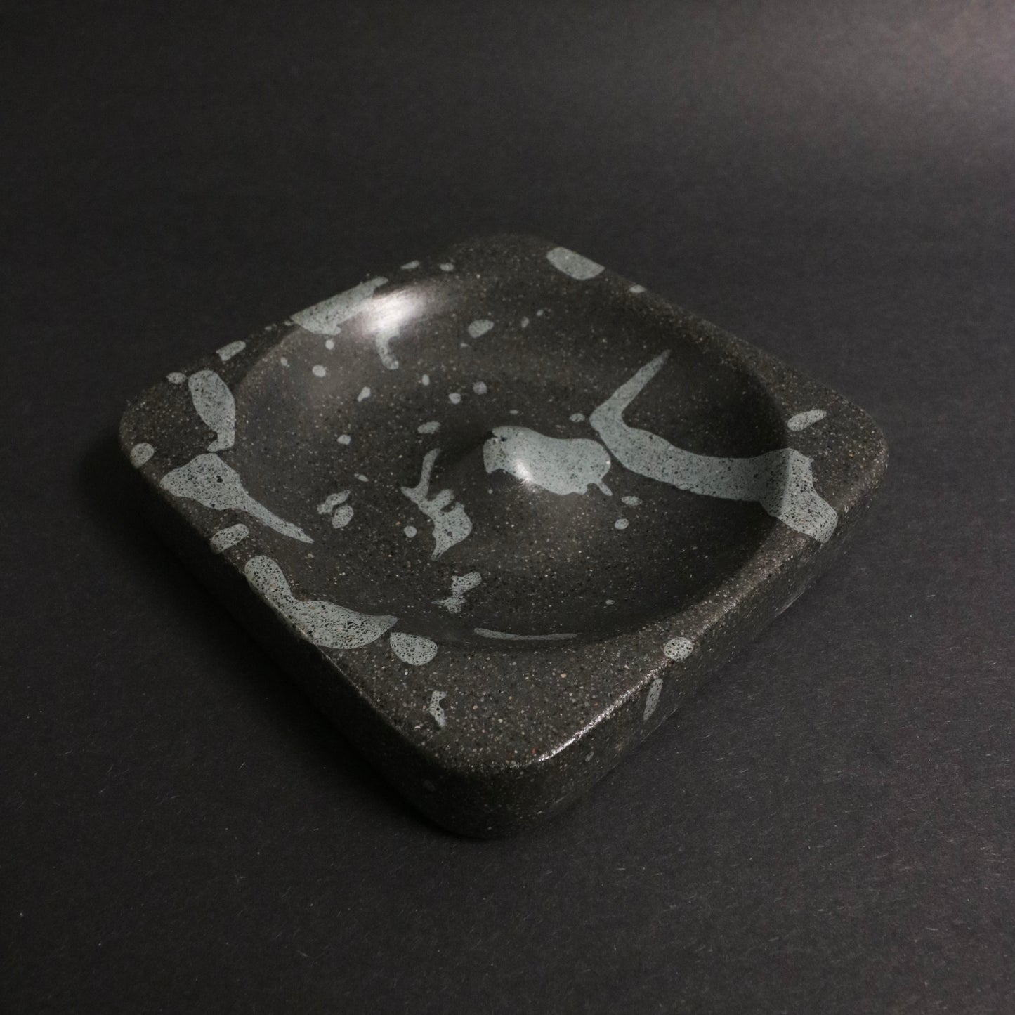 Black+Light Blue Polished Concrete Incense Holder