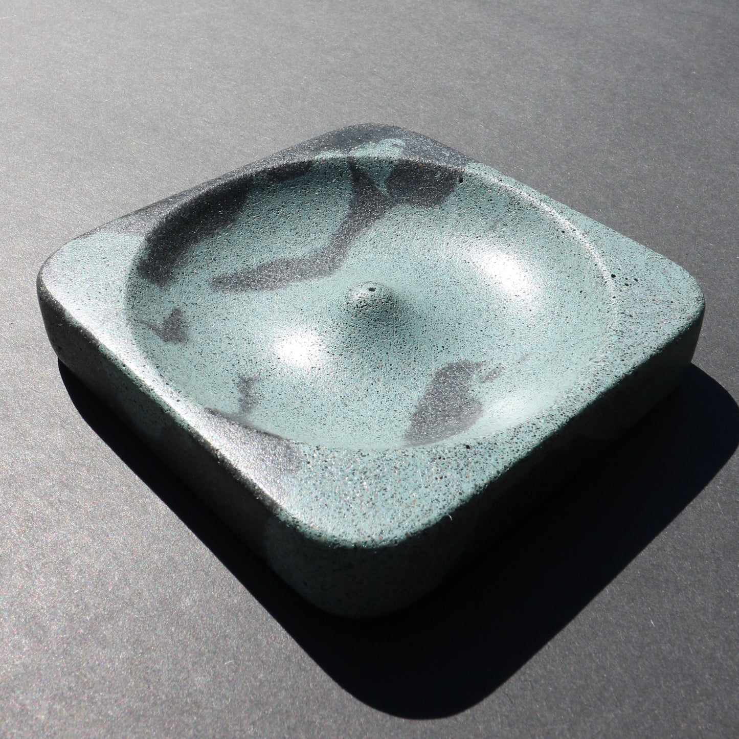 Marbled Concrete Incense Holder (Teal + Black)