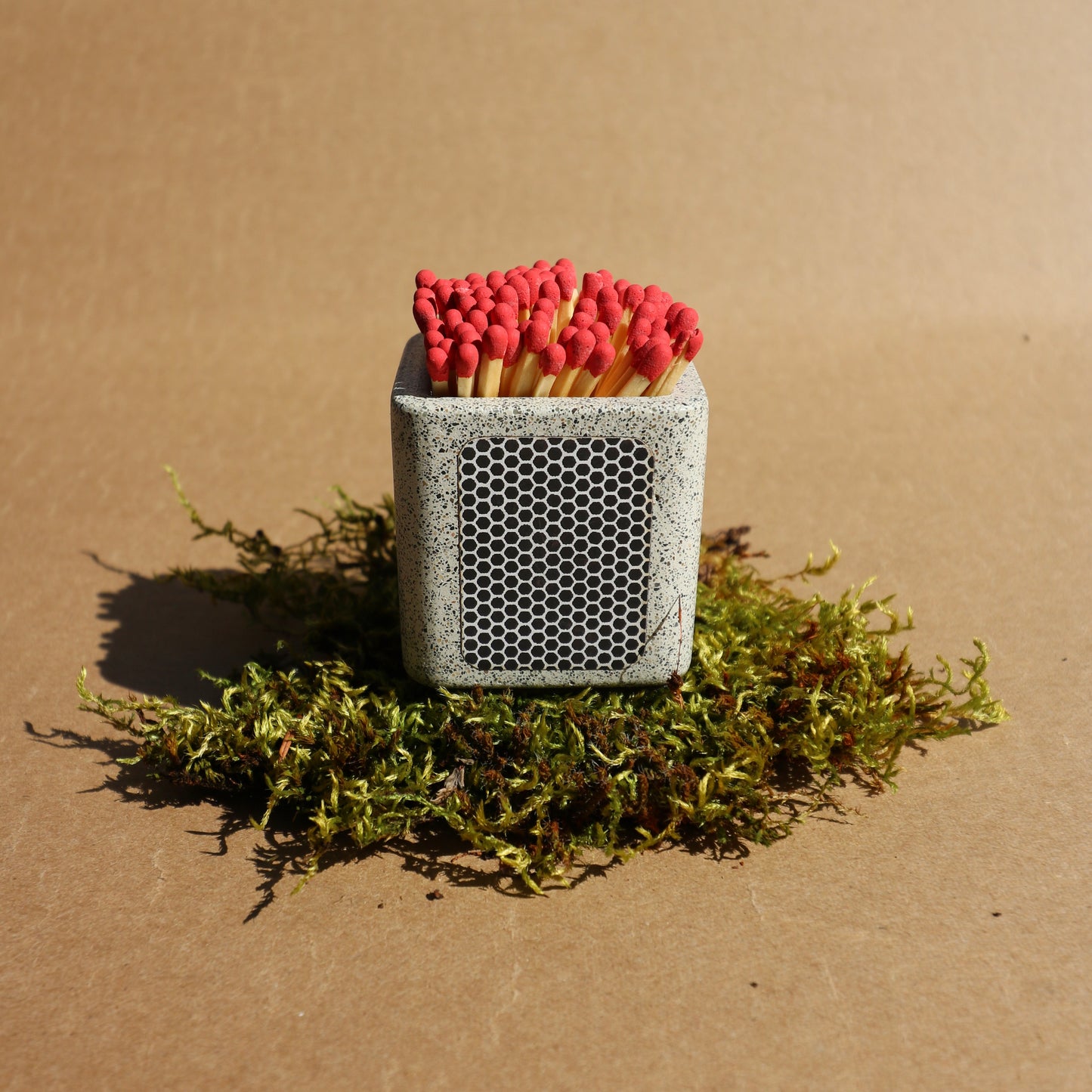 White Polished Concrete Match Pot