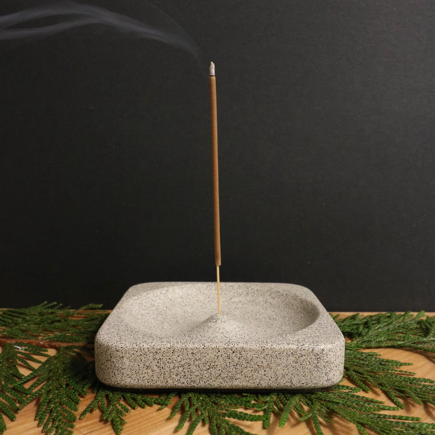 White Polished Concrete Incense Holder