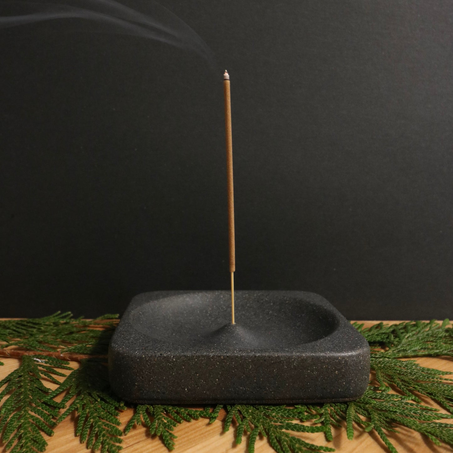 Black Polished Concrete Incense Holder