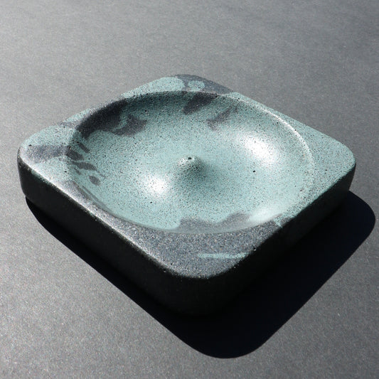 Marbled Concrete Incense Holder (Teal + Black)