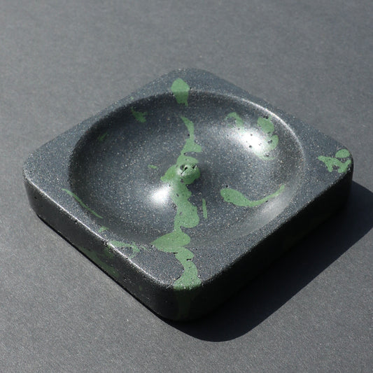Marbled Concrete Incense Holder (Green + Black)