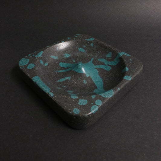 Black+Teal Polished Concrete Incense Holder