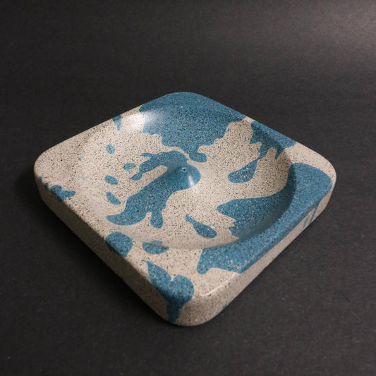 White+Blue Polished Concrete Incense Holder