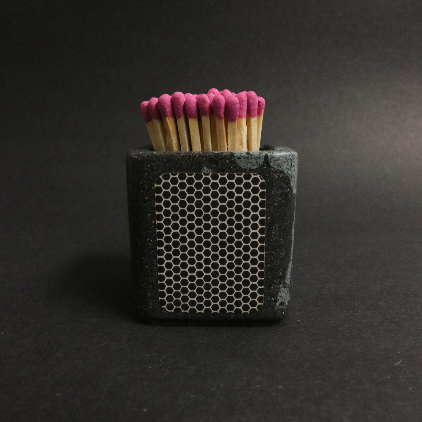 Black+Light Blue Polished Concrete Match Pot