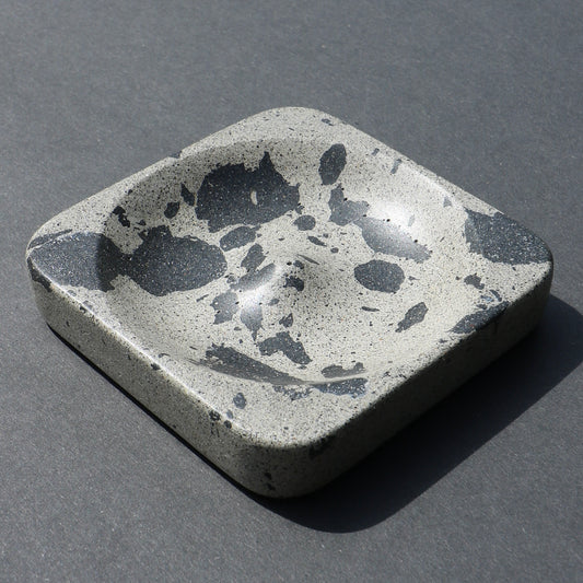 Marbled Concrete Incense Holder (Grey + Black)