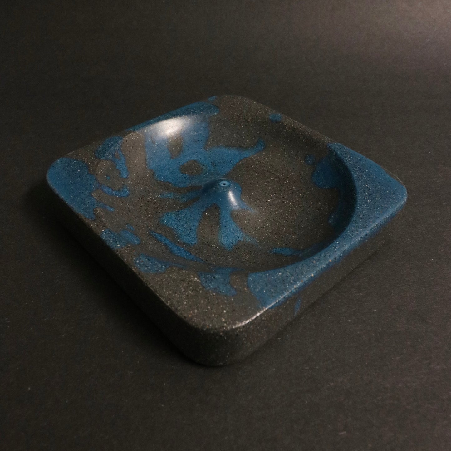Black+Blue Polished Concrete Incense Holder