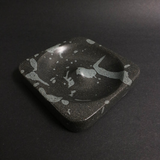 Black+Light Blue Polished Concrete Incense Holder