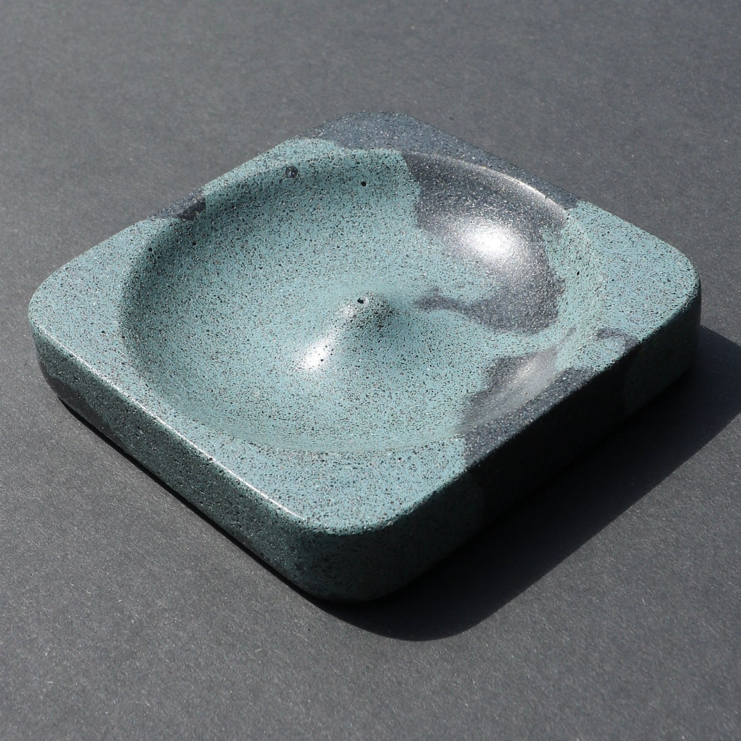 Marbled Concrete Incense Holder (Teal + Black)