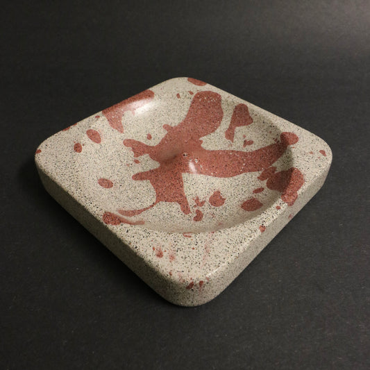 White+Red Polished Concrete Incense Holder
