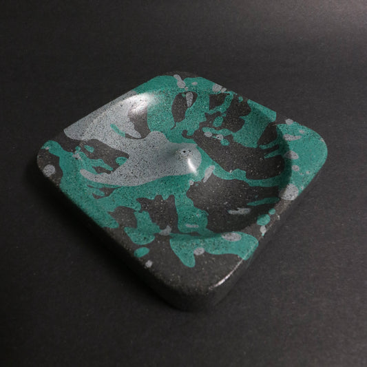 Black+Multi-Blue Polished Concrete Incense Holder