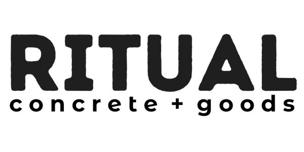 Logo of Ritual Concrete Goods with black text on a white background