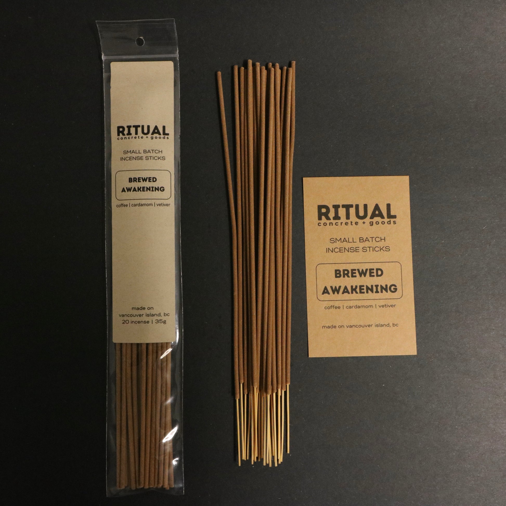 Ritual Incense Sticks with packaging on a black background