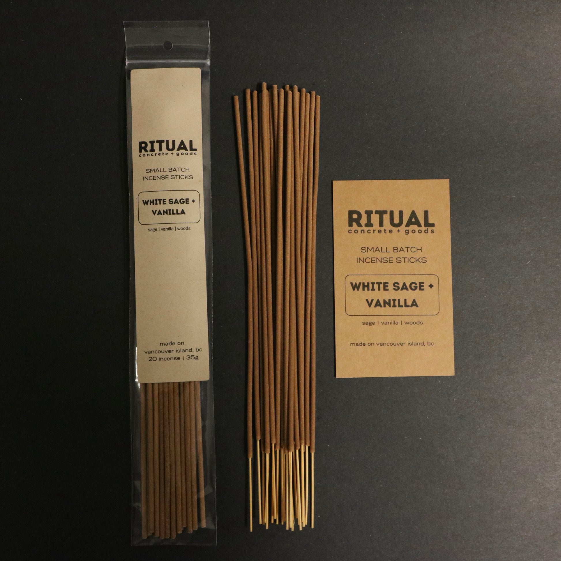 Ritual Incense Sticks packaging with incense sticks on a black background